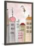 Fantasy Cityscape with Flying Nanny-Effie Zafiropoulou-Stretched Canvas