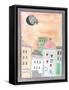 Fantasy Cityscape with Flying Witch on Broom-Effie Zafiropoulou-Framed Stretched Canvas