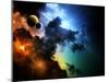 Fantasy Deep Space Nebula with Planet-HomeArt-Mounted Art Print