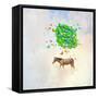 Fantasy Image of Zebra Flying in Sky on Bunch of Colorful Balloons-Sergey Nivens-Framed Stretched Canvas