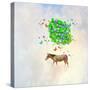 Fantasy Image of Zebra Flying in Sky on Bunch of Colorful Balloons-Sergey Nivens-Stretched Canvas