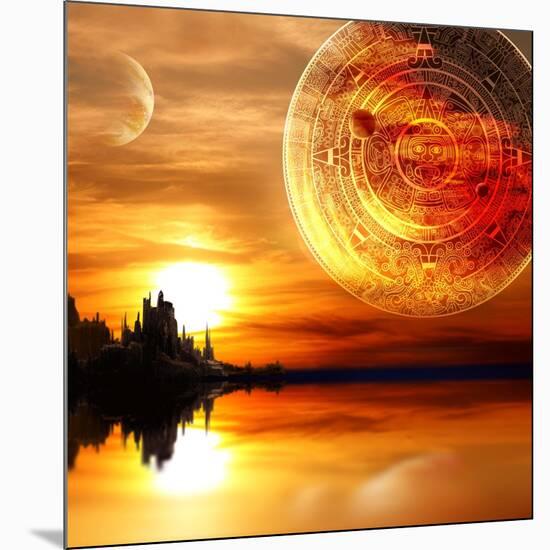 Fantasy Landscape And Maya Calendar-frenta-Mounted Premium Giclee Print