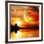 Fantasy Landscape And Maya Calendar-frenta-Framed Art Print