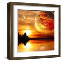 Fantasy Landscape And Maya Calendar-frenta-Framed Art Print