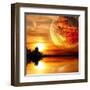 Fantasy Landscape And Maya Calendar-frenta-Framed Art Print