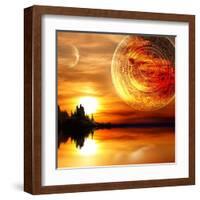 Fantasy Landscape And Maya Calendar-frenta-Framed Art Print