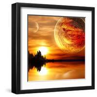 Fantasy Landscape And Maya Calendar-frenta-Framed Art Print