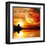 Fantasy Landscape And Maya Calendar-frenta-Framed Art Print