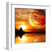 Fantasy Landscape And Maya Calendar-frenta-Framed Art Print