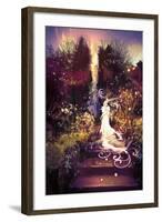 Fantasy Landscape Painting of Beautiful Goddess up the Stairs,Illustration-Tithi Luadthong-Framed Art Print