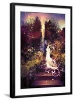 Fantasy Landscape Painting of Beautiful Goddess up the Stairs,Illustration-Tithi Luadthong-Framed Art Print