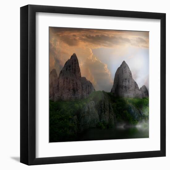 Fantasy Mountain Landscape-lilkar-Framed Art Print