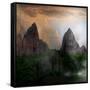 Fantasy Mountain Landscape-lilkar-Framed Stretched Canvas