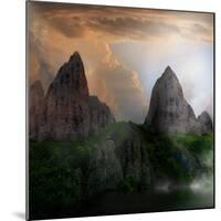 Fantasy Mountain Landscape-lilkar-Mounted Art Print