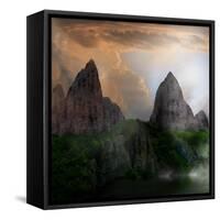 Fantasy Mountain Landscape-lilkar-Framed Stretched Canvas