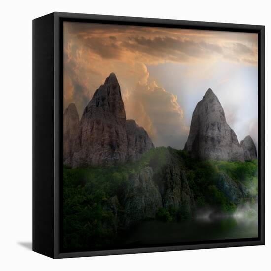 Fantasy Mountain Landscape-lilkar-Framed Stretched Canvas