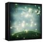 Fantasy Night with A Small Snail and Butterflies-Melpomene-Framed Stretched Canvas