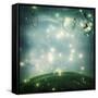 Fantasy Night with A Small Snail and Butterflies-Melpomene-Framed Stretched Canvas