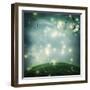 Fantasy Night with A Small Snail and Butterflies-Melpomene-Framed Photographic Print