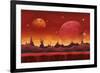 Fantasy Sci-Fi Martian Background for UI Game. Illustration of a Cartoon Funny Sci-Fi Alien Planet-Benchart-Framed Premium Giclee Print