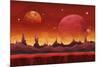 Fantasy Sci-Fi Martian Background for UI Game. Illustration of a Cartoon Funny Sci-Fi Alien Planet-Benchart-Mounted Premium Giclee Print