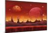 Fantasy Sci-Fi Martian Background for UI Game. Illustration of a Cartoon Funny Sci-Fi Alien Planet-Benchart-Mounted Art Print