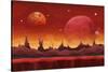 Fantasy Sci-Fi Martian Background for UI Game. Illustration of a Cartoon Funny Sci-Fi Alien Planet-Benchart-Stretched Canvas