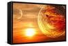 Fantasy Sunset And Maya Calendar-frenta-Framed Stretched Canvas