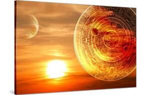 Fantasy Sunset And Maya Calendar-frenta-Stretched Canvas