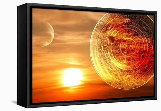 Fantasy Sunset And Maya Calendar-frenta-Framed Stretched Canvas