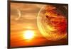 Fantasy Sunset And Maya Calendar-frenta-Framed Art Print