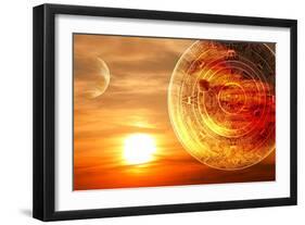 Fantasy Sunset And Maya Calendar-frenta-Framed Art Print