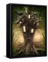 Fantasy Tree House in Forest-egal-Framed Stretched Canvas