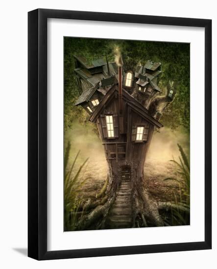 Fantasy Tree House in Forest-egal-Framed Photographic Print