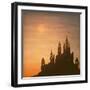 Fantasy Vector Castle Moonlight Sky-kostins-Framed Art Print