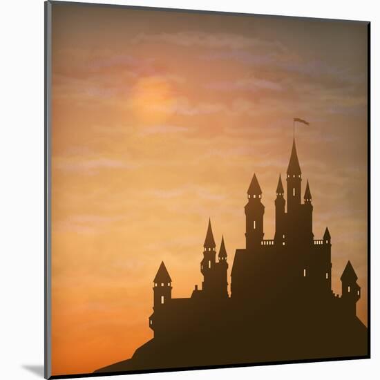 Fantasy Vector Castle Moonlight Sky-kostins-Mounted Art Print