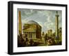 Fantasy View with the Pantheon and Other Monuments of Ancient Rome, 1737 (Oil on Canvas)-Giovanni Paolo Pannini or Panini-Framed Giclee Print