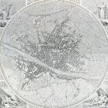 Map of Florence, Detail, 1843 and 1866 (Engraving) (Detail of 100310)-Fantozzi-Framed Stretched Canvas