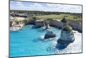 Faraglioni of Torre Sant'Andrea and cliffs framed by turquoise sea, Lecce province, Salento, Apulia-Roberto Moiola-Mounted Photographic Print