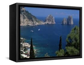 Faraglioni Rocks, Capri, Campania, Italy, Mediterranean-G Richardson-Framed Stretched Canvas