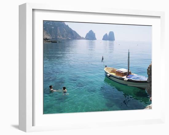 Faraglioni Rocks from Marina Piccola, Island of Capri, Campania, Italy, Mediterranean-G Richardson-Framed Photographic Print