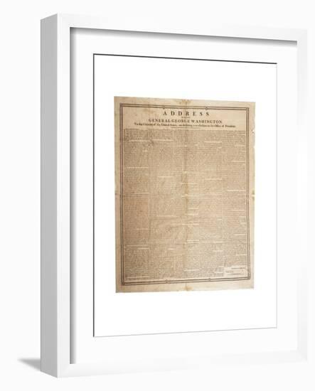 Farewell Address of the Late General George Washington, 17th September 1796-null-Framed Giclee Print