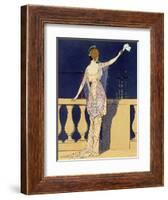 'Farewell at Night', design for an evening dress by Jeanne Paquin, early 20th century-Georges Barbier-Framed Giclee Print