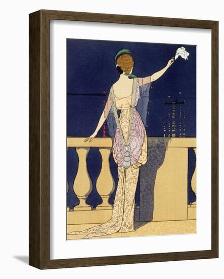 Farewell at Night, Design for an Evening Dress by Paquin-Georges Barbier-Framed Giclee Print