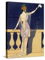 Farewell at Night, Design for an Evening Dress by Paquin-Georges Barbier-Stretched Canvas