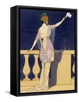 Farewell at Night, Design for an Evening Dress by Paquin-Georges Barbier-Framed Stretched Canvas