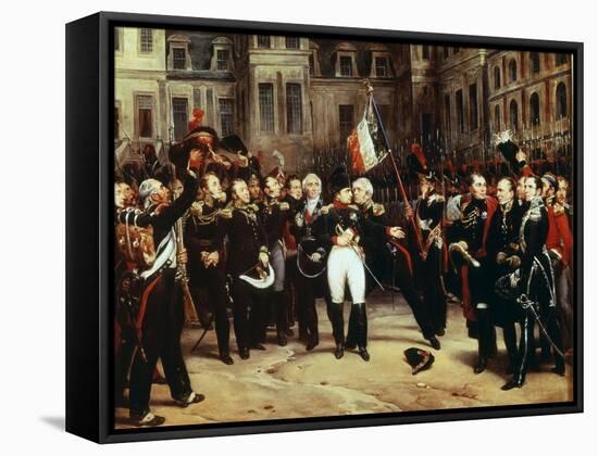 Farewell by Napoleon I 1769-1821 to the Imperial Guard at Fontainebleau-Antoine Alphonse Montfort-Framed Stretched Canvas
