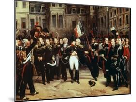 Farewell by Napoleon I 1769-1821 to the Imperial Guard at Fontainebleau-Antoine Alphonse Montfort-Mounted Giclee Print