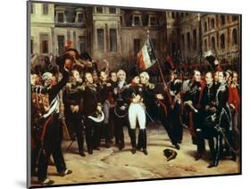 Farewell by Napoleon I 1769-1821 to the Imperial Guard at Fontainebleau-Antoine Alphonse Montfort-Mounted Giclee Print