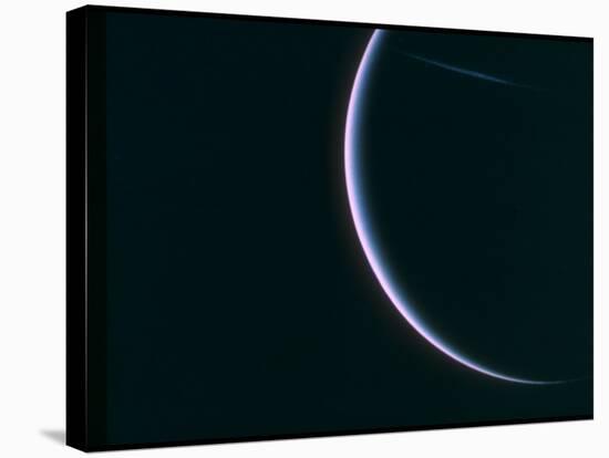 Farewell Shot of Crescent Uranus as Voyager 2 Departs, as Depicted by Voyager 2 Spacecraft-null-Stretched Canvas